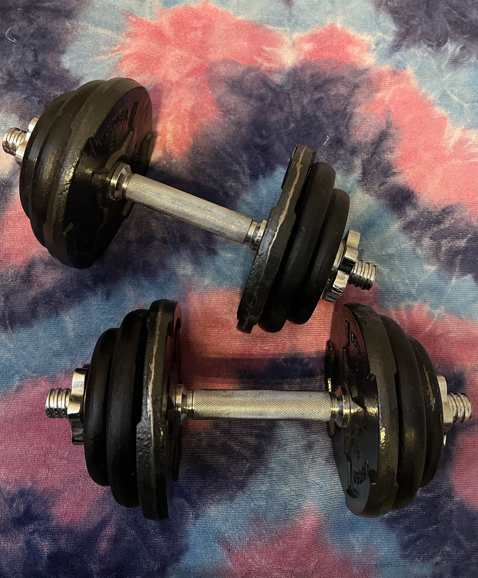 Set of Weider Adjustable Dumbbell Weights