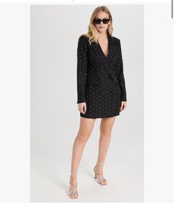 Good American Black Blazer Dress With Crystals
