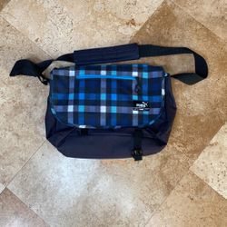Puma Blue Checkered Messenger Bag