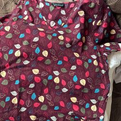 Fall Leaves, Scrub Top Very Pretty Cherokee Brand