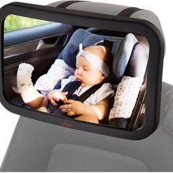 Lusso Gear Baby Car Mirror - Rear-Facing Infant Mirror for Car with Crystal Clear View - Secure Shatterproof Backseat Design, Black