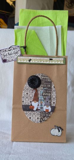 Handmade Halloween Gift Bag with Gnomes