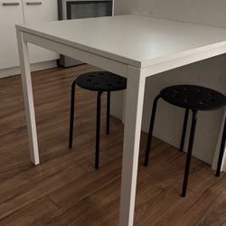 IKEA Table & 2 Small Stools