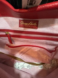 Dooney & Bourke Red Pebbled Leather Shoulder Bag and Matching Coin Purse Set