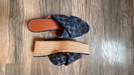 Coach Signature Espadrille Wedge Slide Sandals size 9.5/40