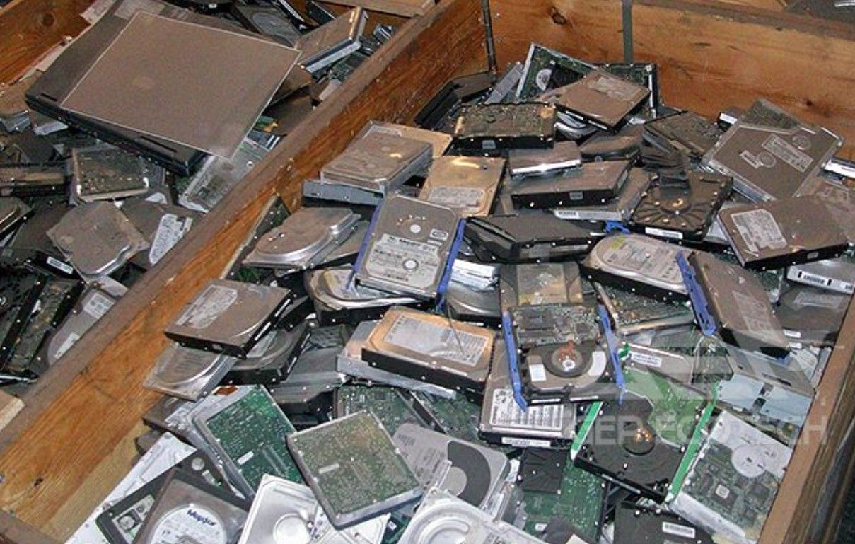 Harddrives are pulled from laptop and desktop.