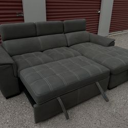 Grey storage couch with pullout bed FREE DELIVERY 🚚
