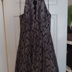 Silver Black Floral Dress