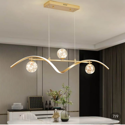 4-Light LED Linear Kitchen Island Lighting In Gold With Glass Globe Shade Dimmable $80