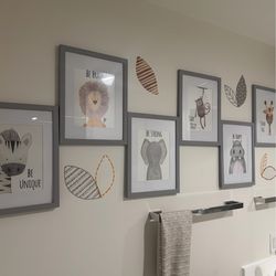 Modern Kids Wall Art Set (Framed) – Safari Theme