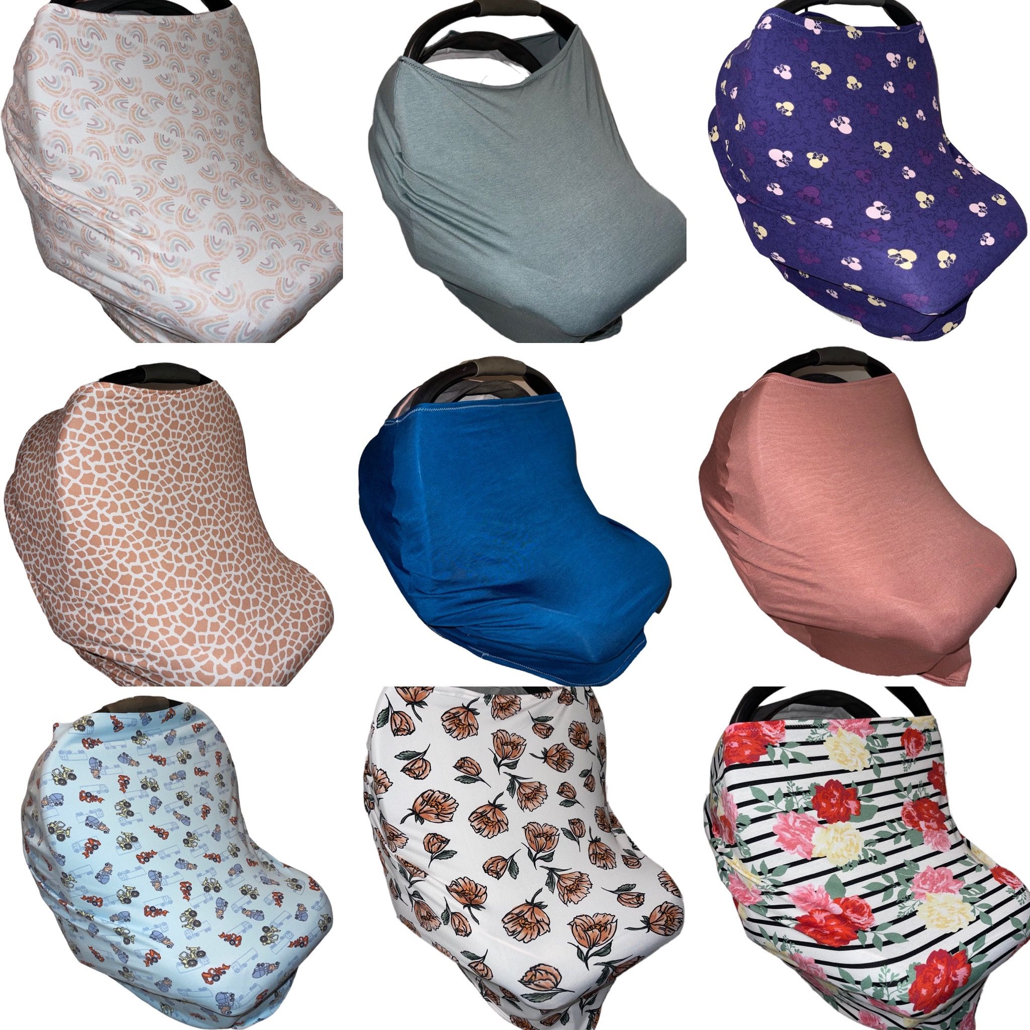 Car seat Breastfeeding Cover 5in1 ( Prom, Shoes, Baby Girl, Boy, Clothes, Mirrors,rug, Bed,chair,sofas,couch)
