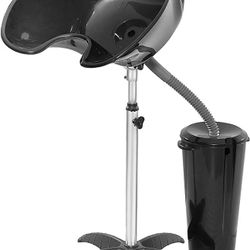 Portable Mobile Shampoo Bowl, Height-Adjustable Hair Washing Sink, Shampoo Basin with Drain Pipe and Bucket, Suitable for Beauty Salon/Barber Shop

