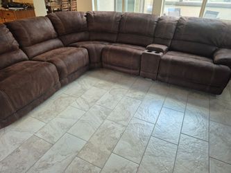 Large Brown Microfiber Reclining Sectional Sofa