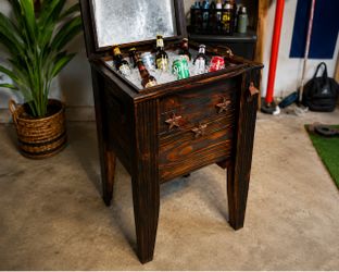 Rustic Wooden Outdoor Cooler Stand