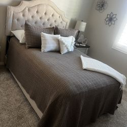 Full Size Beige Bed Frame