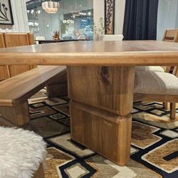  6 pc Mia Rectangular Acacia Wood Dining Table Set...