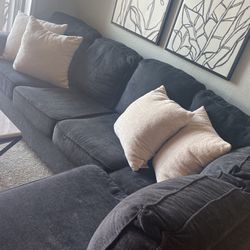 Dark grey 2 Piece Sectional With Sleeper Sofa