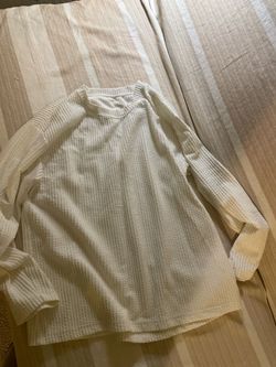 Men’s White Waffle Knit Long Sleeve Shirt - Size S