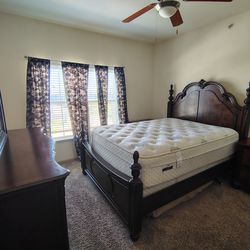 Full Bedroom Set + Living Room Furniture – Solid Wood – Moving Sale – Must Go!