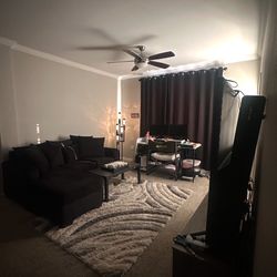 Black Sofa Couch With Reversible Chaise