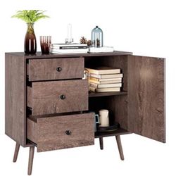 Storage Cabinet Mid-Century Modern Sideboard, Drawer Dresser,TV Stand Freestanding Cupboard for Home Office, Living Room Nightstand For Bedroom 