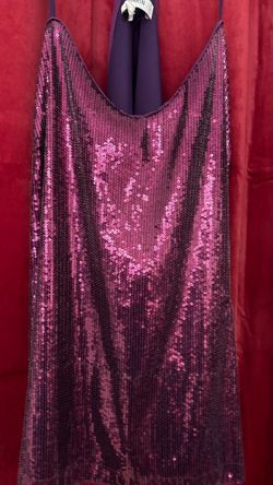 Purple Sequin Spaghetti Strap Mini Dress