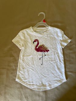 Wonder Nation Girls Flamingo Sequin Polka Dot T-Shirt - Size XS (4-5)