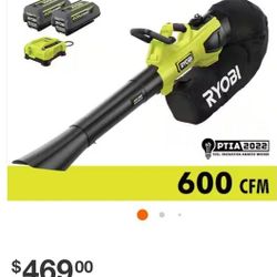 RYOBI

40V HP Brushless 100 MPH 600 CFM Cordless Leaf Blower/Mulcher/Vacuum with (2) 4.0 Ah Batteries and Charger

