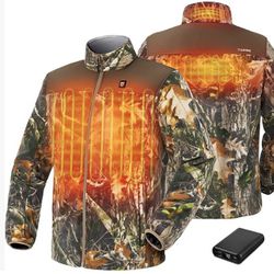 Men’s Heated Jacket Fleece with Battery Pack, Rechargeable Coat for Hunting