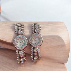 2 Brand New Identical VIVANI Quartz Silver Tone  Watches For Mom & Daughter, Best Friends Or Couple With Stopper Clip Still On 