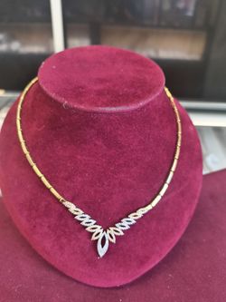 14k Gold necklace with CZ stone 9 grams 18 Long layway available 10% Dwon if you interested please make sure you ask for Maribel thank you
