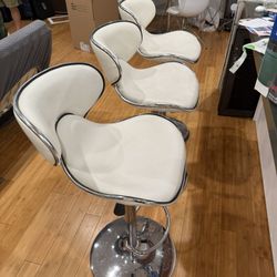 Claudine contemporary mid back Vinyl adjustable height barstools ( Set Of 3)  With Chrome Base