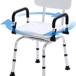 Swivel Shower Chair for Inside Shower, Rotating Shower Seat Medical Bath Chair with Backrest Pivoting Arms for Elderly and Disabled