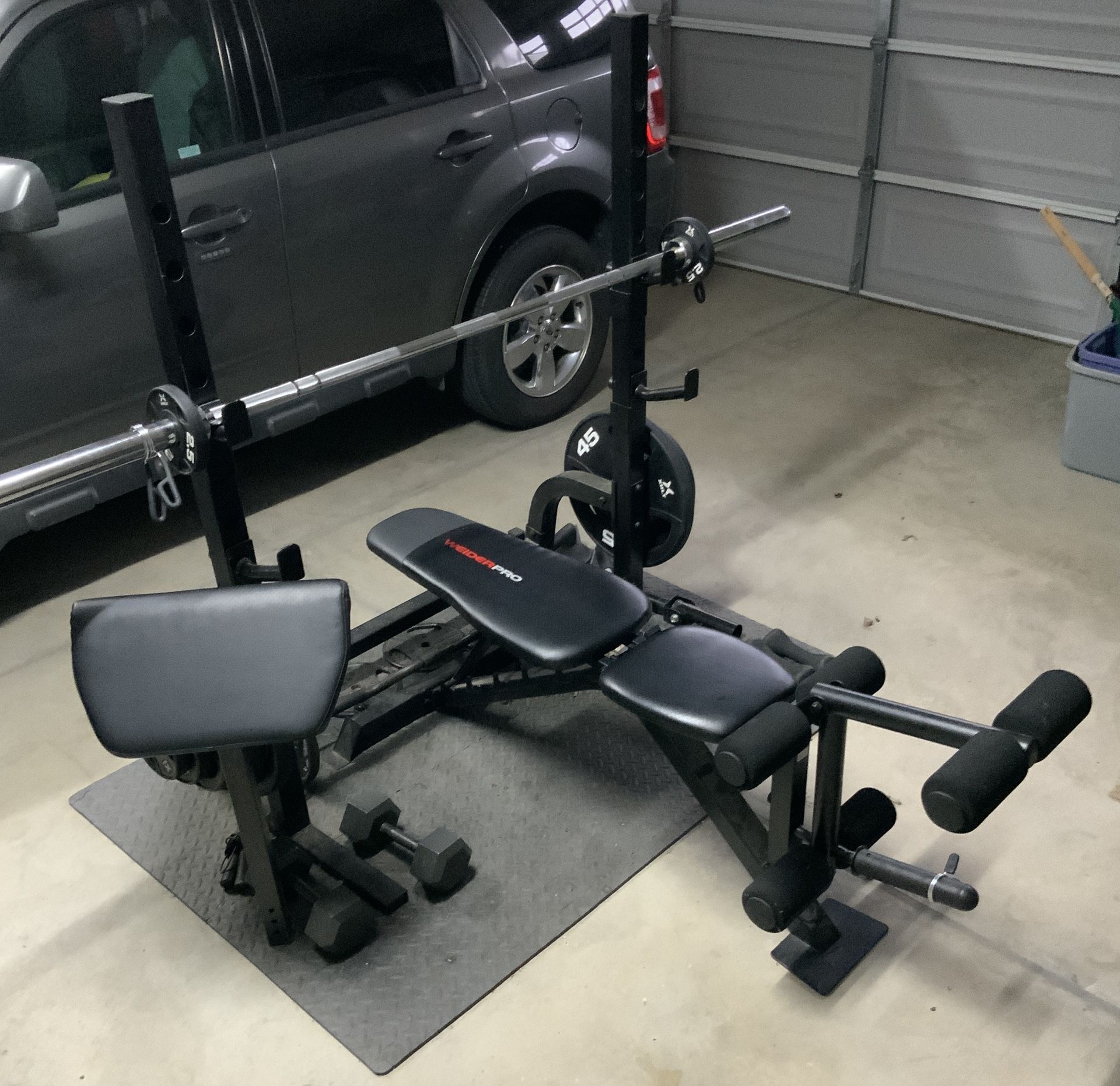 Home Gym Bench Rack w/Weights!