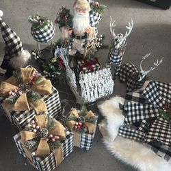 Black and white buffalo plaid Christmas decorations