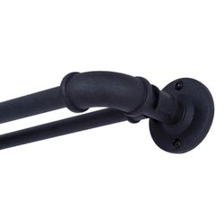 Bronn Industrial Blackout 36 in.-66 in. Adjustable Double Wrap Around Curtain Rods, Matte Black