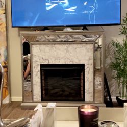Tynchel Mirrored Faux Marble Fireplace
