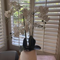 White Artificial Orchid in Vase  