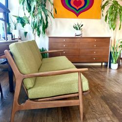 Gorgeous 1960's Designer Oak Sofa