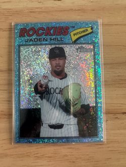 2026 Topps Heritage Jaden Hill #26 Aqua Sparkle Colorado Rockies