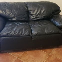 Black leather sofa set