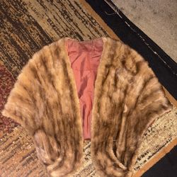 Mink Shawl With Pockets Needs Repair