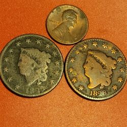 🔥Two 1828 Coronet Head Large Cent Coins