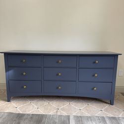 Modern Navy 9 Drawer Solid Wood Dresser