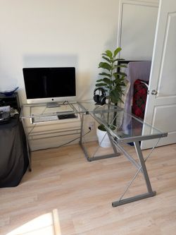 Glass corner desk