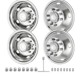CIRONBOW 19.5" 10 Lug 5 Holes,Wheel Simulators,Stainless Steel,Hubcap with Bolt Kit Fit for Ford Raptor, 2005-2021 Ford F450/F550,Raptor 2WD Trunk Dua