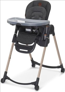 Maxi-Cosi Minla 6-in-1 High Chair for Babies & Toddlers, Portable Foldable Highchair, EcoCare Fabric, 9 Heights, 5 Reclines, 4 Tray Positions, Classic