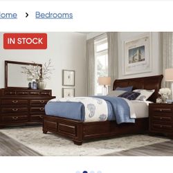Full Bed Set Dark Wood 