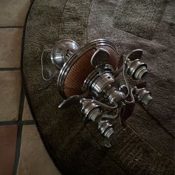 Tropical Ceiling Fan With Palm Leafs For Fan Paddles And Glass Globes