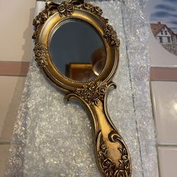 Hand Held Mirror Bronze Color 